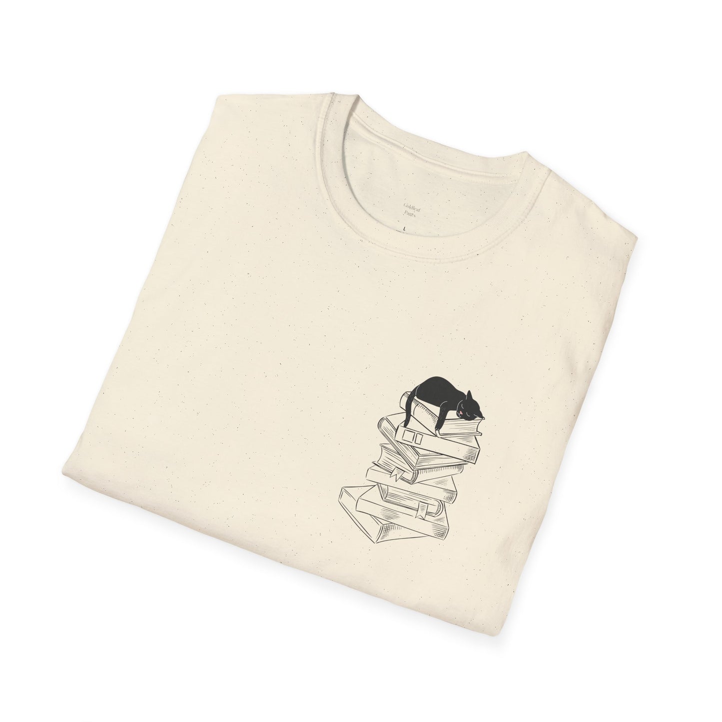 Black Cat Book Stack T-Shirt - Book Lover Shirt