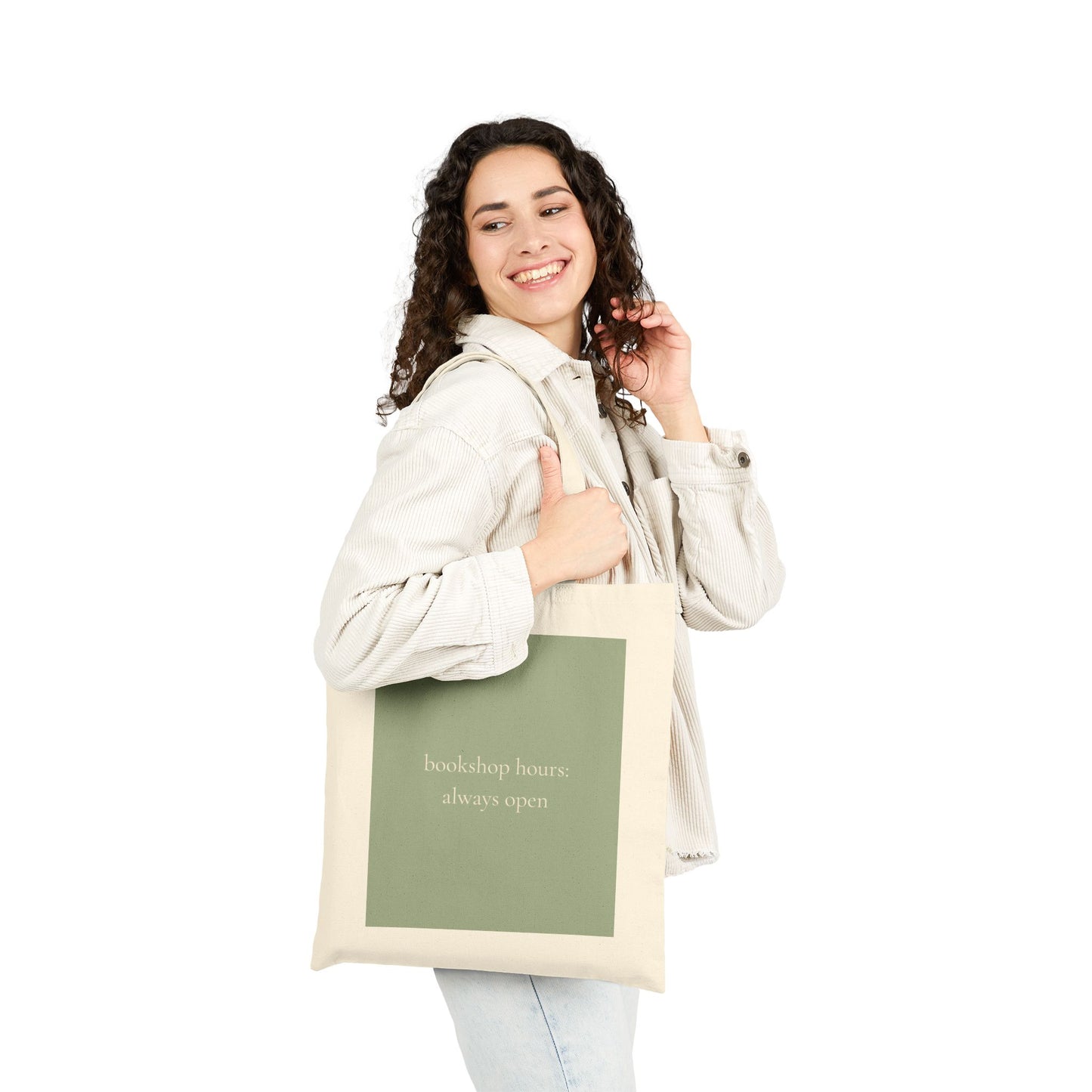 Bookshop Hours Always Open Tote Bag - Book Lover Canvas Tote