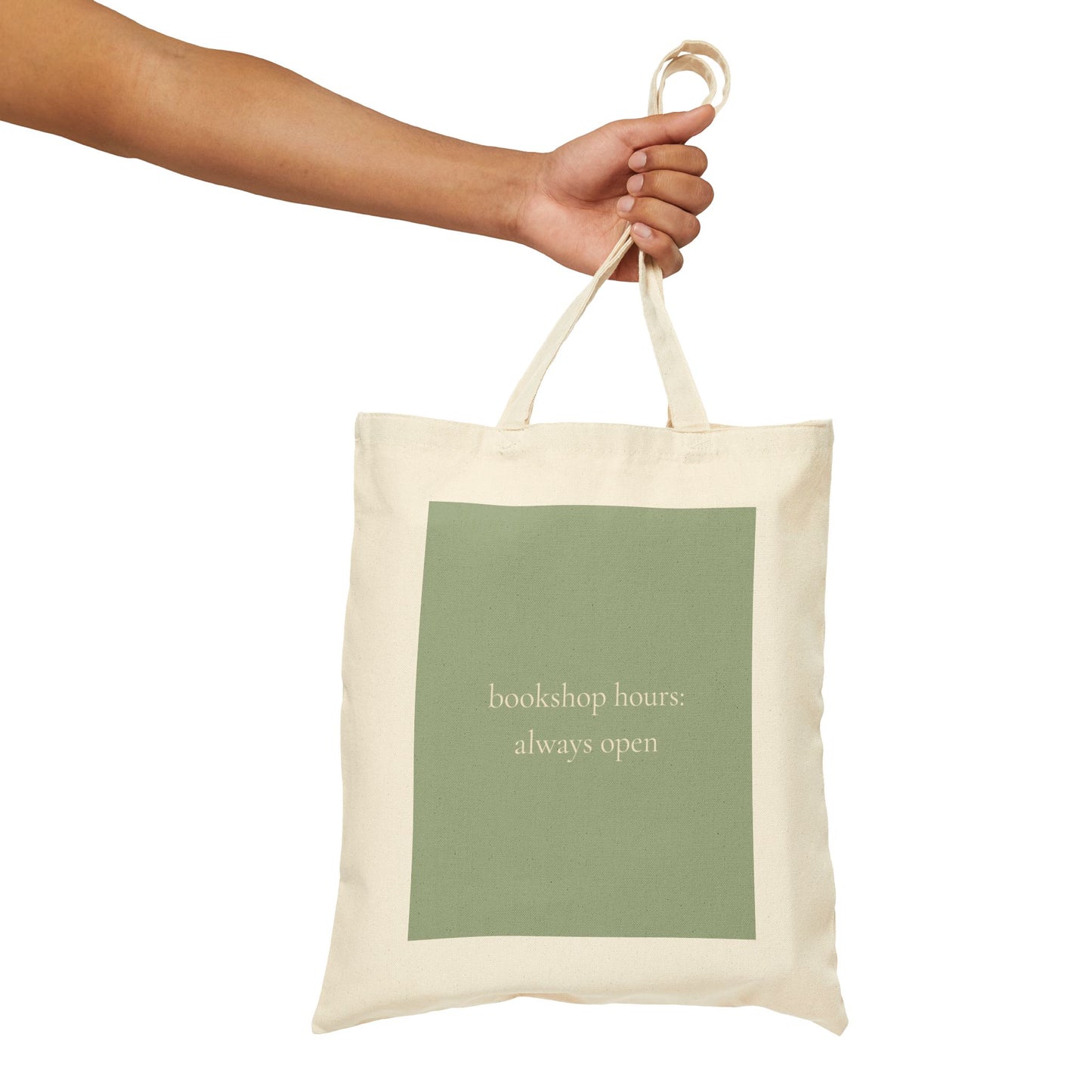 Bookshop Hours Always Open Tote Bag - Book Lover Canvas Tote